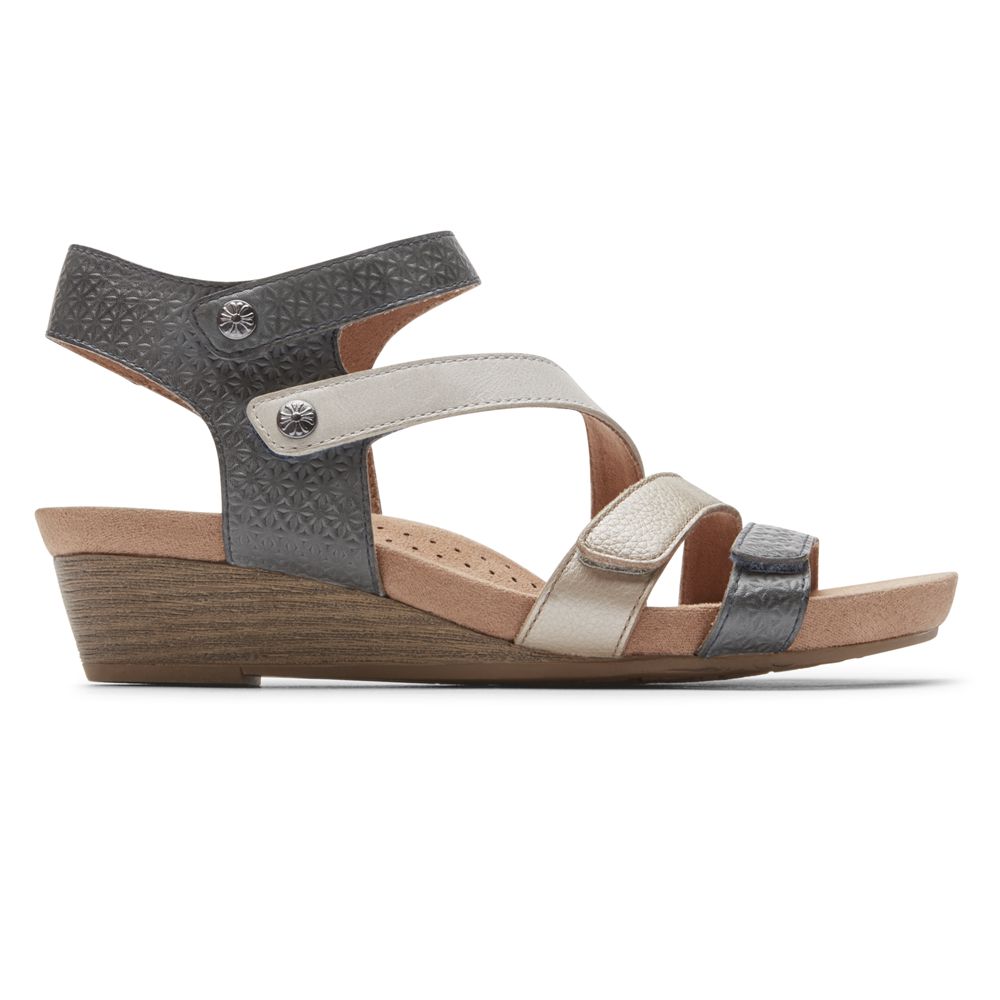 Sandálias Rockport Cobb Hill Hollywood 4-Strap Senhora - Pretas/Branco ( 806-RNZTJK )
